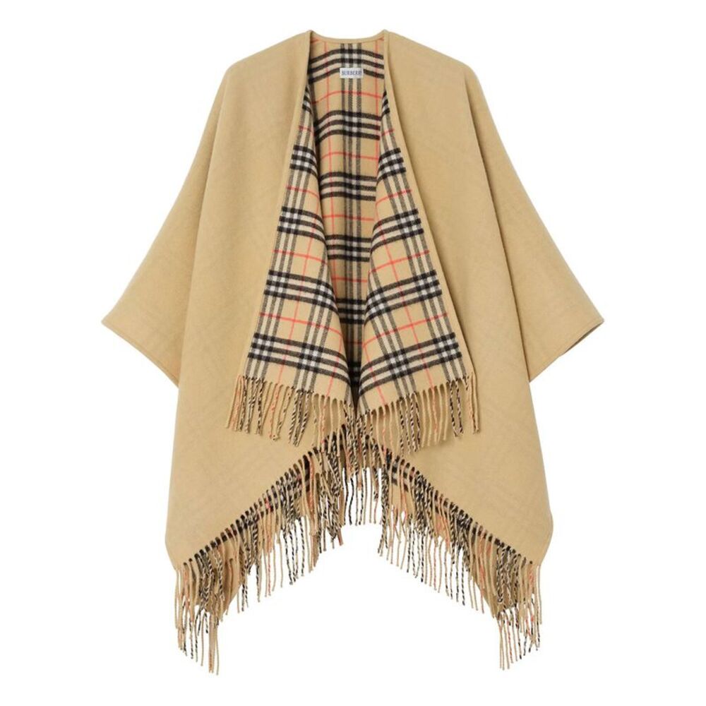 Burberry Women Mantellina Reversibile In Lana Check